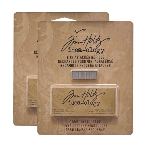 Tim Holtz Idea-ology Metal Tiny Attacher Refills, Box of 1550 Staples, .25 Inches, TH92801 (Pack of 2)