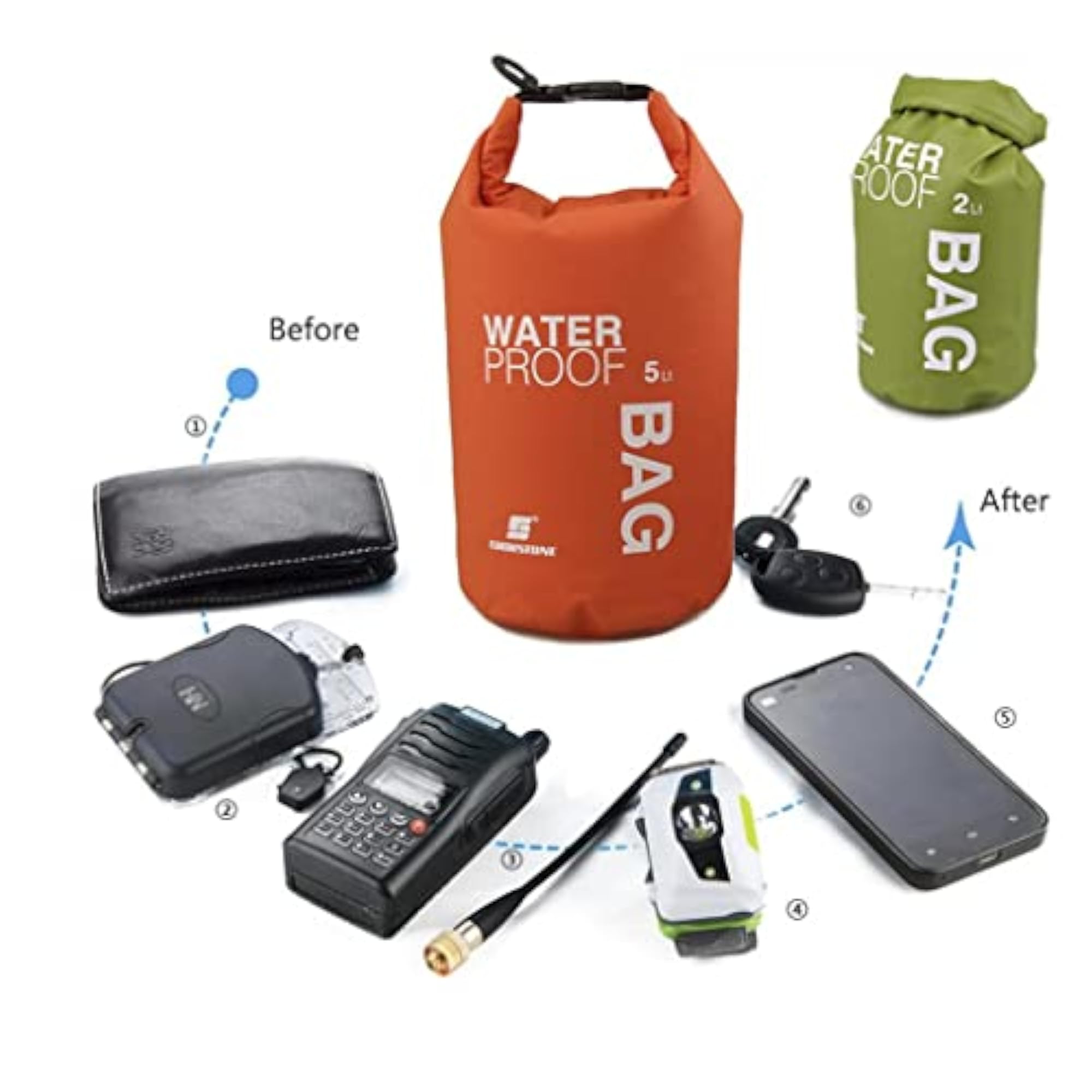 2pcs Waterproof Dry Storage Bag Sack Pouch for Canoeing Kayaking Camping