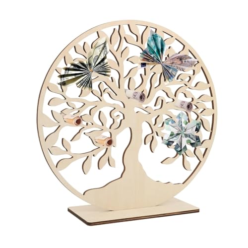 MisFun Albero Della Vita in Legno, Albero Della Vita Decorazioni Casa, Albero in Legno Per Regali di Nozze in Denaro, Decorazione in Legno Albero Della Vita Statuette Decorative Casa per Fai Da Te
