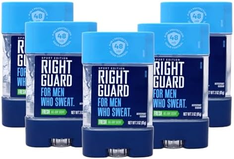 Right Guard, For Men Who Sweat, Odor Defense, Anti-Perspirant Deodorant Clear Gel, Fresh 3 oz (Pack of 5)