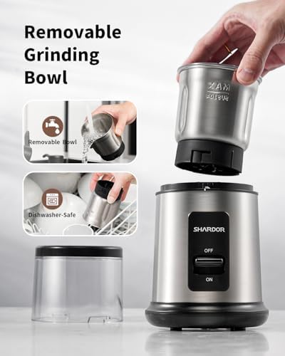 SHARDOR One Touch Coffee Grinder Electric, Spice, Herb, For Coffee Bean Spices and Seeds with 1 Removable Stainless Steel Bowl, Dry Grinder, Silver - 3