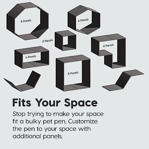 Cercado para animais de estimação IRIS USA 86 cm com 8 painéis sem porta, preto (585605)