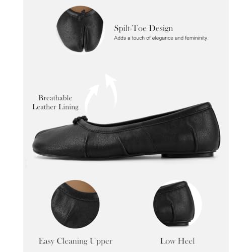Image of VBDB Tabi Ballet Flats for Women Dressy Casual Shoes Split Toe Wide Flats Light Weight Japanese Shoes