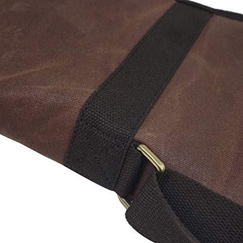 52Inch Canvas & Leather End Scoped Rifle Carry Bag, Padded Rifle Airsoft Gun Storage Case Range Portable (Dark Brown) #TOP5