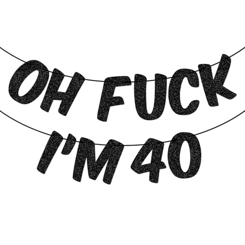Qttier Funny 40th Birthday Banner, 40th Birthday Decorations