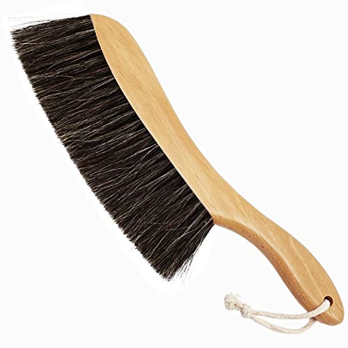 Horse Hair Brush Hand Broom Dusting Brush For Home Cleaning, Wood Handle Soft Brush Duster For Counter Furniture, Bed, Bench Fireplace,Car, Shop Brush Cleaning 14" Long #TOP2