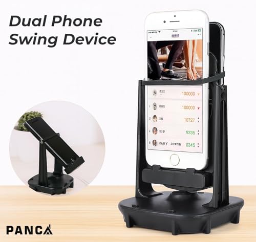 Image of PANCA Automatic Step Swing Device for Phones | Mobile Shaker Rocker for 2 Phones with Adjustable Holder | Desk Mount for Recording, Gaming & Step Counter Support (Black)
