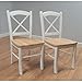 SilkWood Studio Tiffany Solid Wood Cross Back Dining Chairs, Set of 2, White/Natural
