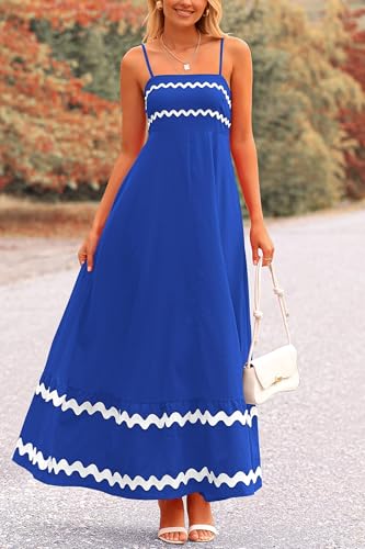 Image of PRETTYGARDEN Women's 2026 Summer Flowy Maxi Dress Casual Sleeveless Spaghetti Strap Ruffle Beach Long Dresses