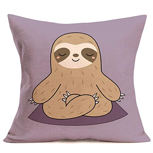 Fukeen Children Cartoon Decorative Throw Pillow Covers Set Of 4 Cute Animals Sloth Bear Elephant Panda With Pink Sweet Heart Pillow Cases Cotton Linen 18X18 Inch Cushion Cover For Kids Room Sofa Couch #TOP1