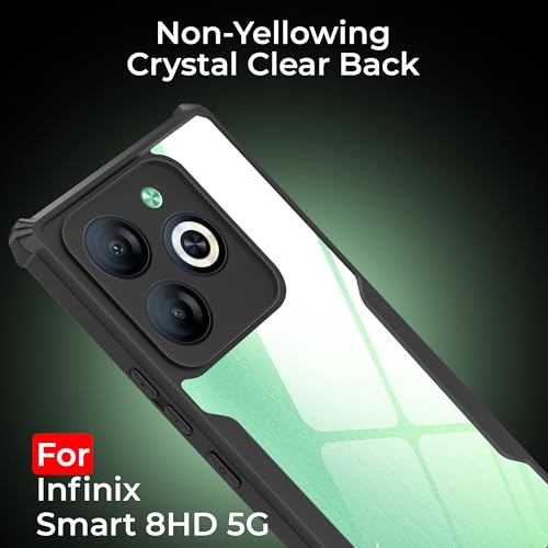 Image of A rtistque Clear Hard Transparent Acrylic Armor Anti-Drop Shockproof TPU Edge Back Cover Case for Infinix Smart 8 HD - Black