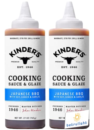 Kinders Japanese Bbq Cooking Sauce & Glaze With Soy , Ginger & Garlic Is Non-Gmo, And No Added Msg Kinder's Vegan Keto Friendly And Bpa Free. Great For Wings, Chicken, Beef, Pork, Seafood, Noodle Recipes, And More…Bundled With Betrulight Fridge Magnet (27 Oz Each) – 2 Pack #TOP21