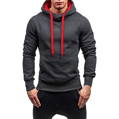 ZODOF Suéter de Moda Colorblock?Sudadera con Capucha sólida del Invierno del otoño de los Hombres Outwear la Blusa