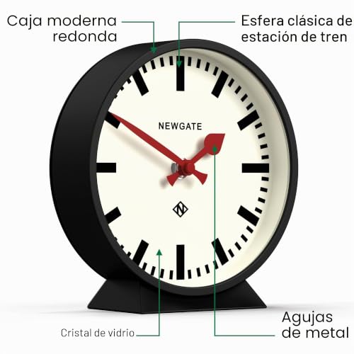Miniatura 5 de Newgate M Reloj De Sobremesa Mantel Railway Diseño Moderno De Reloj De Estación Redonda Negro Estilo Contemporáneo Para Escritorio, Mesa, Estantería O Mesita De Noche