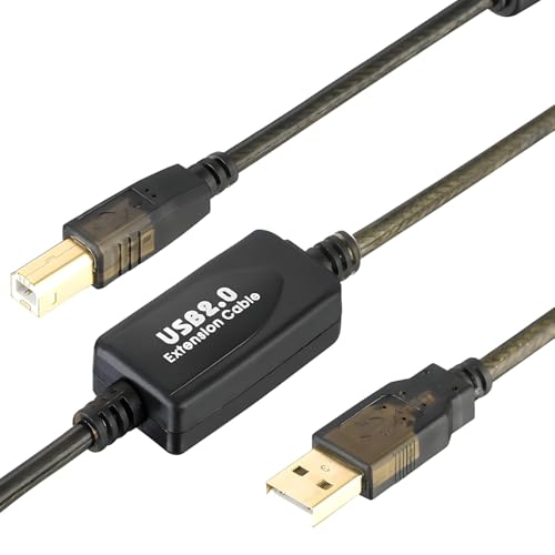 Image of COOLCOLD 25 Meter USB 2.0 Active Printer Cable (82 FT) | USB A Male to B Male | High-Speed Signal Booster Extension Cable | Compatible with HP, Canon, Epson, Brother, Dell, Samsung &Lexmark Printers