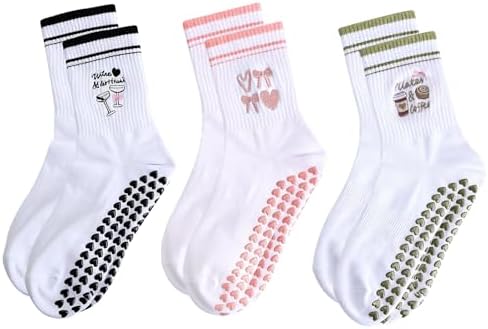 3 Pares Calcetines Pilates Mujer Antideslizantes– Calcetines Yoga...