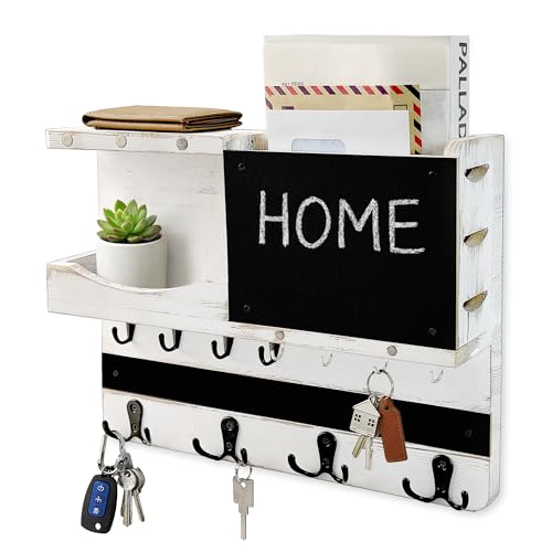 HEKOOLA Key Holder for Wall Mount with Shelf and Mail