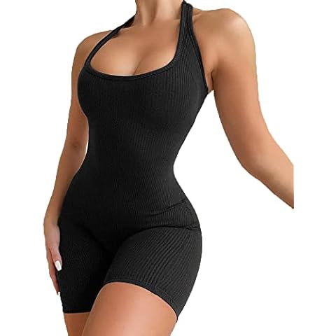 FDEETY Women's Sexy Bodycon One Piece Sleeveless Tank Bodysuit Summer Jumpsuits Rompers for Workout Casual Yoga Cover