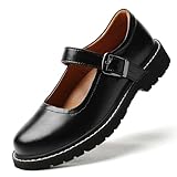 Comfortable Mary Jane Shoes Women Platform Non-Slip Vintage Round Toe Ankle Strap Casual Oxford Dress Work Mary Jane Flat Shoes Black Size 6.5