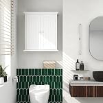 ChooChoo Bathroom Wall Cabinet, Over The Toilet Space Saver Storage Cabinet, Medicine Cabinet with 2 Door and Adjustable Shelves, Cupboard - Image 2