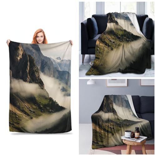Couverture micro polaire ultra douce Misty Mountains jet de canape qualite supérieure - 6