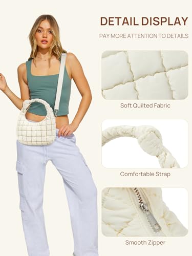 Image of Telena Puffer Tote Bag for Women Lightweight Puffy Tote Bags Small Quilted Crossbody Shoulder Handbag with Detachable Strap