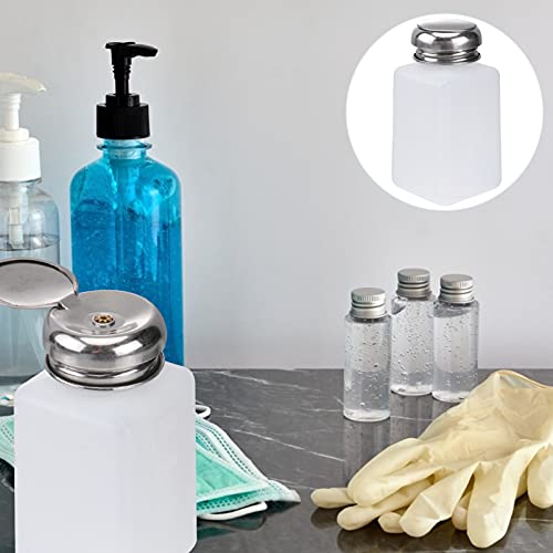 2pcs Push Down Empty Bottle Dispenser for Nail Polish Remover, Pump Dispensers Empty Plastic Bottle for Lip Eye Makeup Remover - White, 200ml