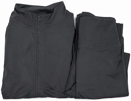 Women's DustyGrey 2-Piece Activewear Gym Set with Long Sleeve Zip-Up Top and High Waist Flared Leggings, L/XL size