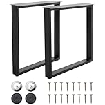INMOZATA Table Legs, Set of 2 Heavy Duty Industrial Square DIY Furniture Legs Metal with Widened Mounting Plate for Desk Dining Table Coffee Table Breakfast Bench, W70 X H72cm