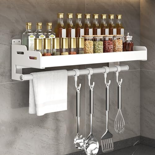 Stainless Steel Kitchen Spice Rack with Roll Holder & Hooks No Drill Easy Access & Space-Saving Solution for nizing Your Kitchen Essentials