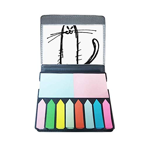 Marqueur de page chat sourire avec autocollant note couleur ligné noir