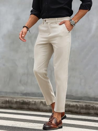 mens dress pants Men Solid Slant Pocket Suit Pants3