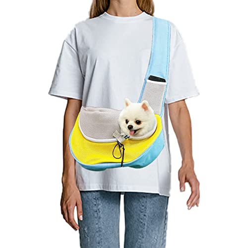Feimax Pet Dog Sling Carrier Puppy Pet Slings Bag For Small Dogs Cats Satchel Carriers Breathable Mesh Hand Free With Adjustable Strap Doggie Crossbody For Outdoor Travel (Small, Blue) #TOP23