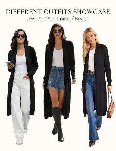 Image of GRACE KARIN Essential Solid Open Front Maxi Long Knitted Cardigan Sweater for Women