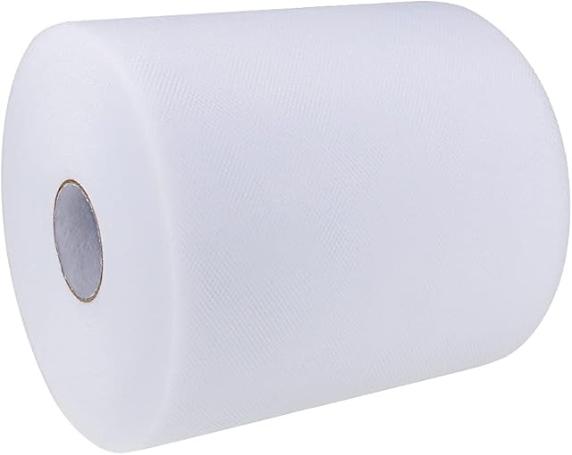 Tulle Roll 6 inches x 200 Yards Fabric Spool for Dresses Party Festival Décor (White)