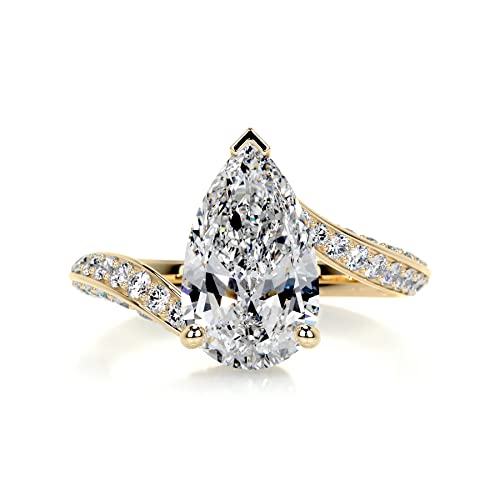 2.5 Carat (ctw) Pear Shaped Moissanite Engagement Rings, 10K 14K 18K Gold Promise Wedding Rings for Women3