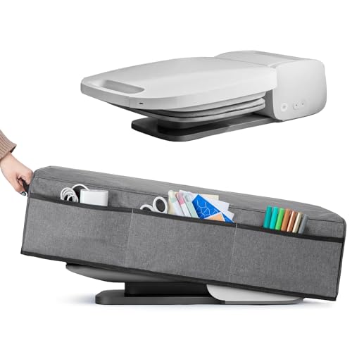 YARWO Dust Cover Compatible with Cricut Autopress Professional Heat Press Protective Dust Cover with Accessory Pockets for Auto Heat Press Machine Control Pod Cables and Other DIY Tools Gray