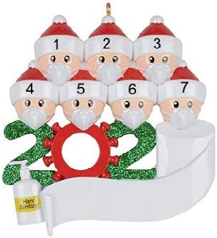 Personalized Name 2020 Christmas Ornament, Family 2-7 DIY Christmas Tree Ornaments, Customized Christmas Tree Decoration, Quarantine Decorative Hanging Ornament for Christmas Tree Gift Idea (7 Person)