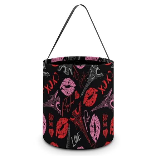 Eiffel Tower Lips Cute Easter Basket Bags Eggs Bucket Candy Tote Decorations Gifts Party Storage Bag