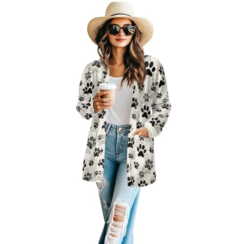 Image of Women's Open Front Cardigan Long Sleeve Loose Sweater Lightweight Soft Cardigan Jackets