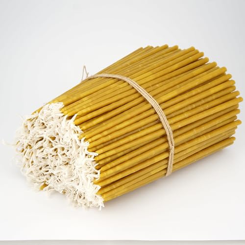 Pure Beeswax Church Candles - Orthodox Tapers, Dripless, Smokeless, Slow Burning, Non-Toxic, Natural Honey Scent (Height: 9 inches (22cm) Skinny, 22 lbs (10kg) - Approx. 2400 Candles)