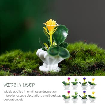 Hanabass 8 Pcs Mini Potted Flower Miniature Dollhouse Flower Plant Figurines Micro Landscape Dollhouse Plant Model Miniature Garden Ornament Dollhouse Decors #TOP6