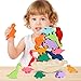 Holzspielzeug Dino Puzzle Balancieren Dinosaurier Spielzeug Montessori Spielzeug Lernspielzeug IQ Puzzle Interaktion Spielzeug Eltern Kind Spiel für Kinder über ab 3 Jahre