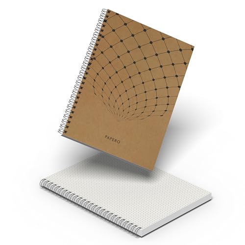 Image of PaperO Professional A4 Dot Grid Notebook | 5MM Dot Design | A4 Size (8.5 x 11 inches) | Ideal for Architects & Designers | Kraft Cover | 100 Pages | (DOT GRID 1)