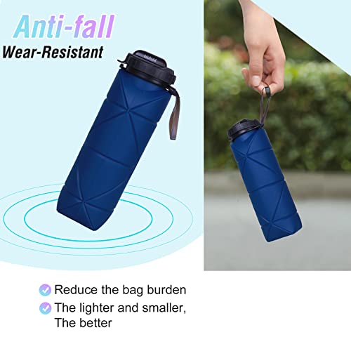 Mefold Collapsible Water Bottles Reusable Leakproof Silicone Water Bottle Bpa Free Foldable Sports Bottles & Straw 20Oz Bottle & Strap For Office Gym Hiking Biking Outdoor 600Ml #TOP3