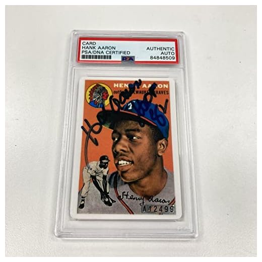 1954 Topps Hank Aaron RC Signed Porcelain Baseball Card PSA DNA HOF 1982 - Baseball Slabbed Autographed Cards