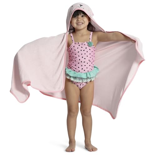 Image of Delta Children Kids Hooded Bath Towel with Pockets - Super Soft and Absorbent- Great Gift for Boys and Girls, Pink Cat