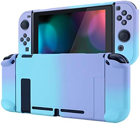 eXtremeRate PlayVital Back Cover for Nintendo Switch Console, NS Joycon Handheld Controller Separable Protector Hard Shell, Soft Touch Protective Case for Nintendo Switch - Gradient Pink Violet