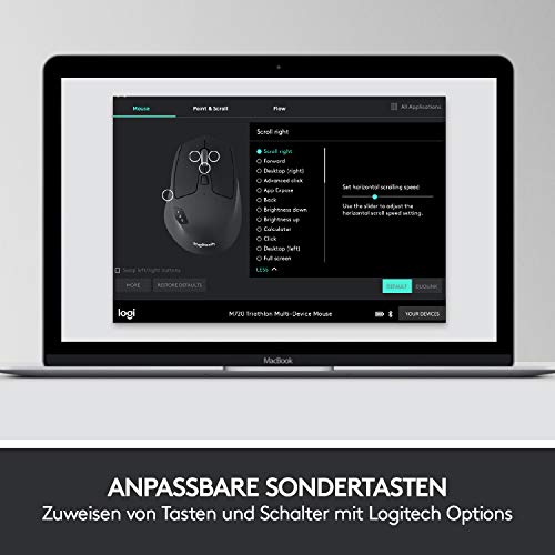 Logitech MK850 Performance Kabelloses Tastatur-Maus-Set, Bluetooth, 2.4 GHz Verbindung via USB-Empfänger, 24 bis 36-Monate Akkuleistung, Handballenauflage, Deutsches QWERTZ-Layout, Schwarz – Bild 3