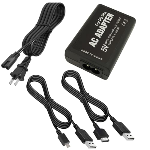 slpreake Charger for PS Vita,Replacement PSV Power Adapter with USB Charging Cable Compatible with PS Vita 1000/2000 Series Console